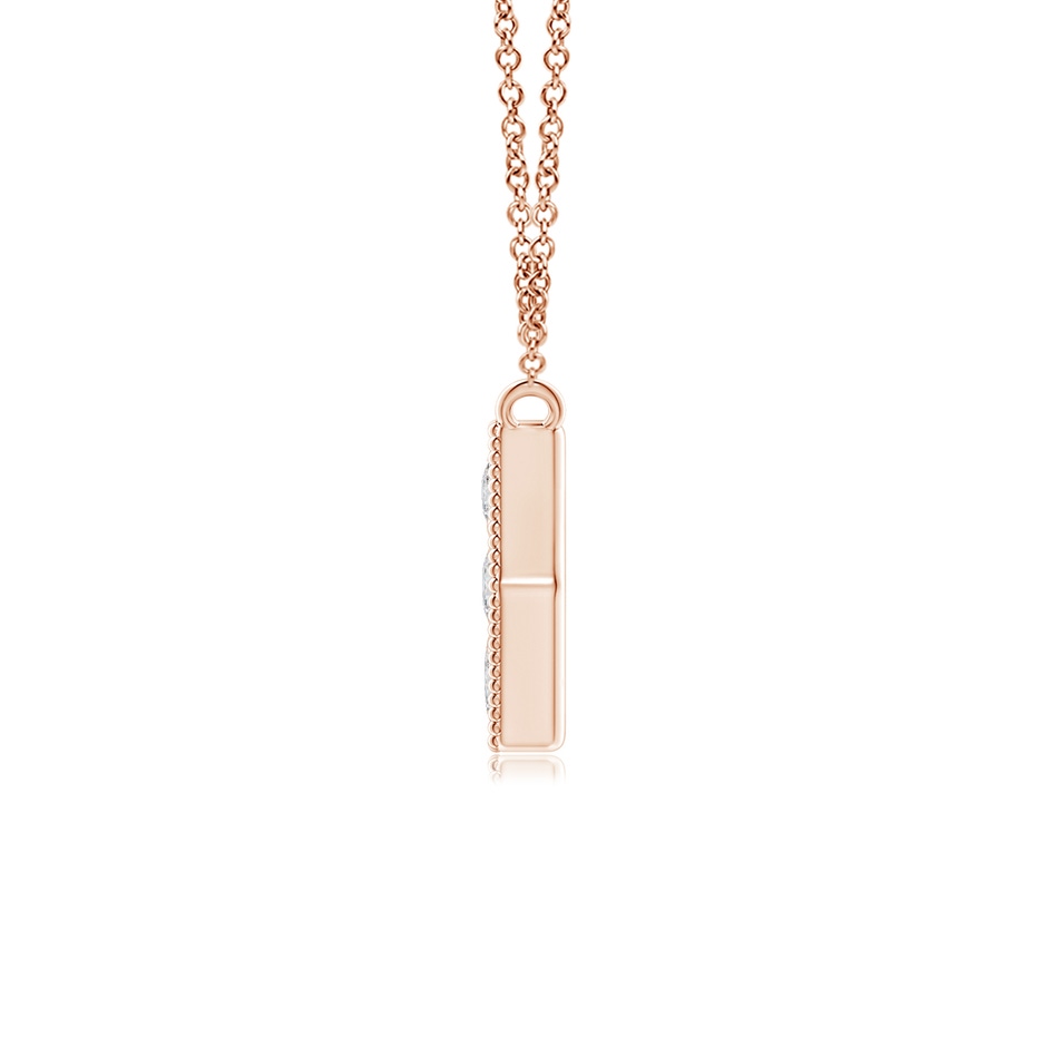 2mm HSI2 Pavé-Set Diamond Hexagon Necklace with Milgrain in Rose Gold side-1