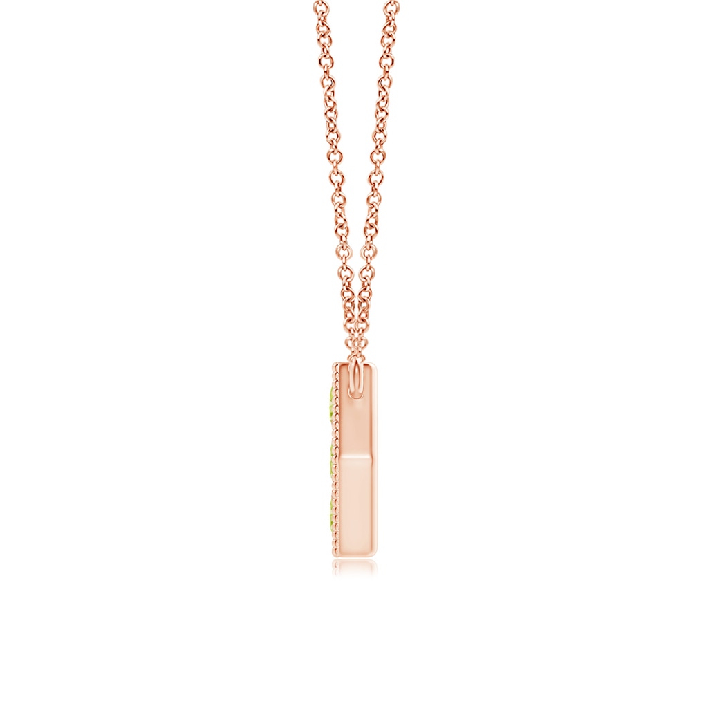 2mm AAA Pavé-Set Peridot Hexagon Necklace with Milgrain in Rose Gold Product Image