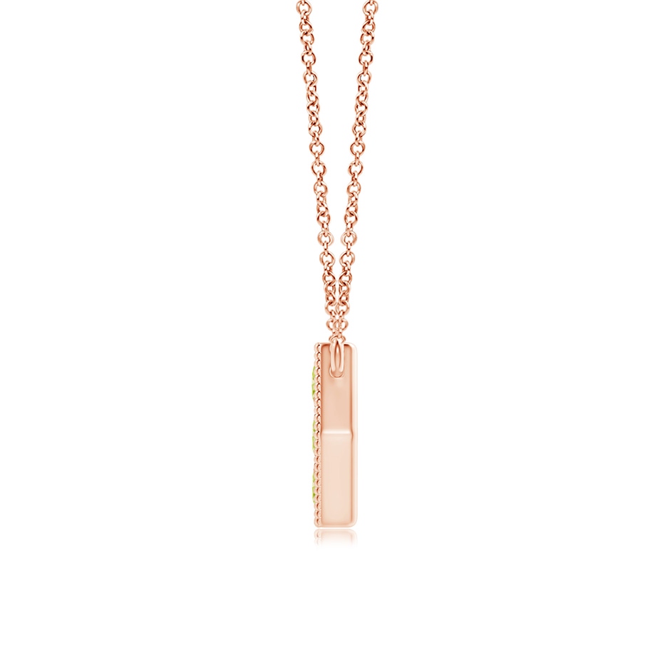 2mm AAA Pavé-Set Peridot Hexagon Necklace with Milgrain in Rose Gold product image