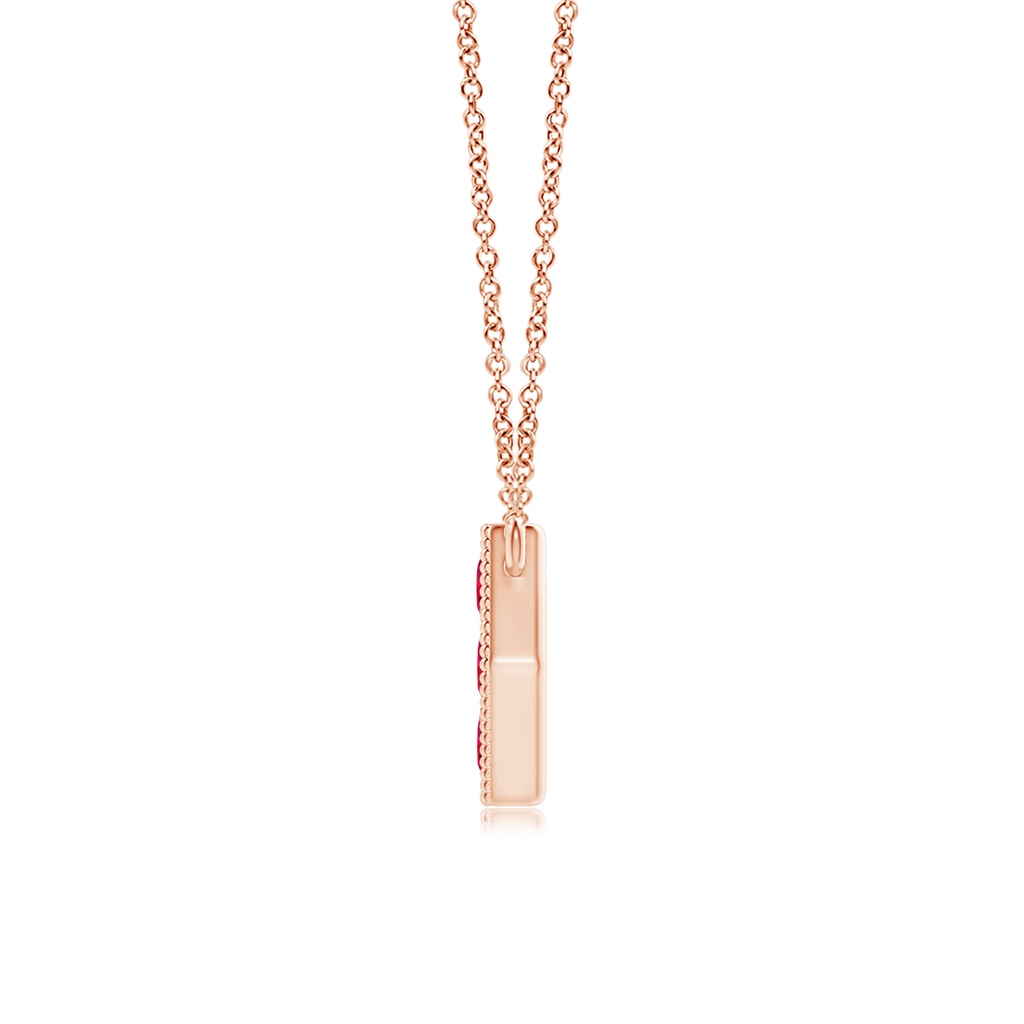 2mm AAA Pavé-Set Ruby Hexagon Necklace with Milgrain in Rose Gold Product Image