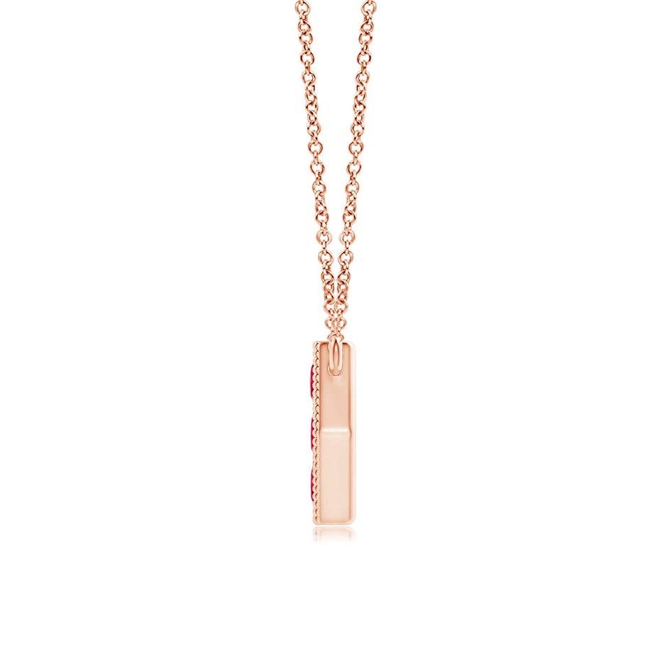 2mm AAA Pavé-Set Ruby Hexagon Necklace with Milgrain in Rose Gold product image