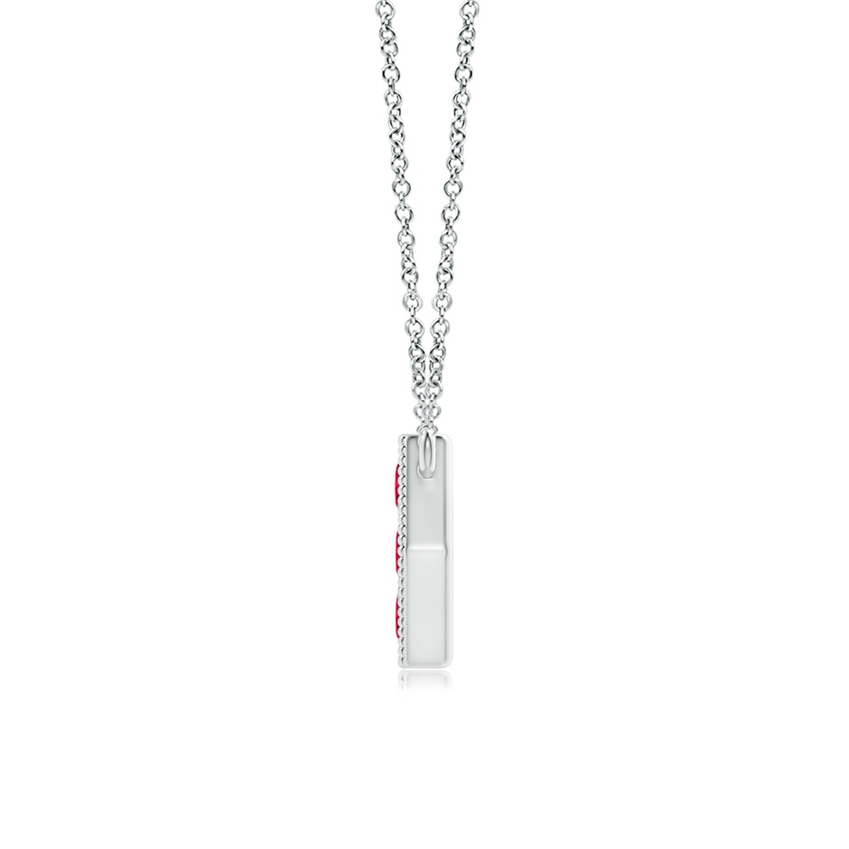 2mm AAA Pavé-Set Ruby Hexagon Necklace with Milgrain in White Gold product image