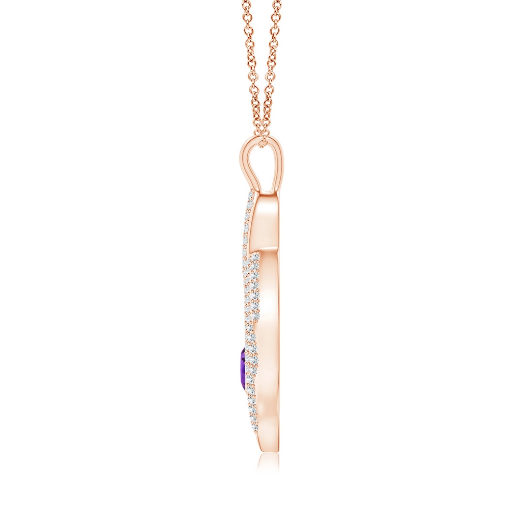 4x3mm AAAA Amethyst Calla Lily Pendant Necklace with Diamond Accents in Rose Gold Product Image
