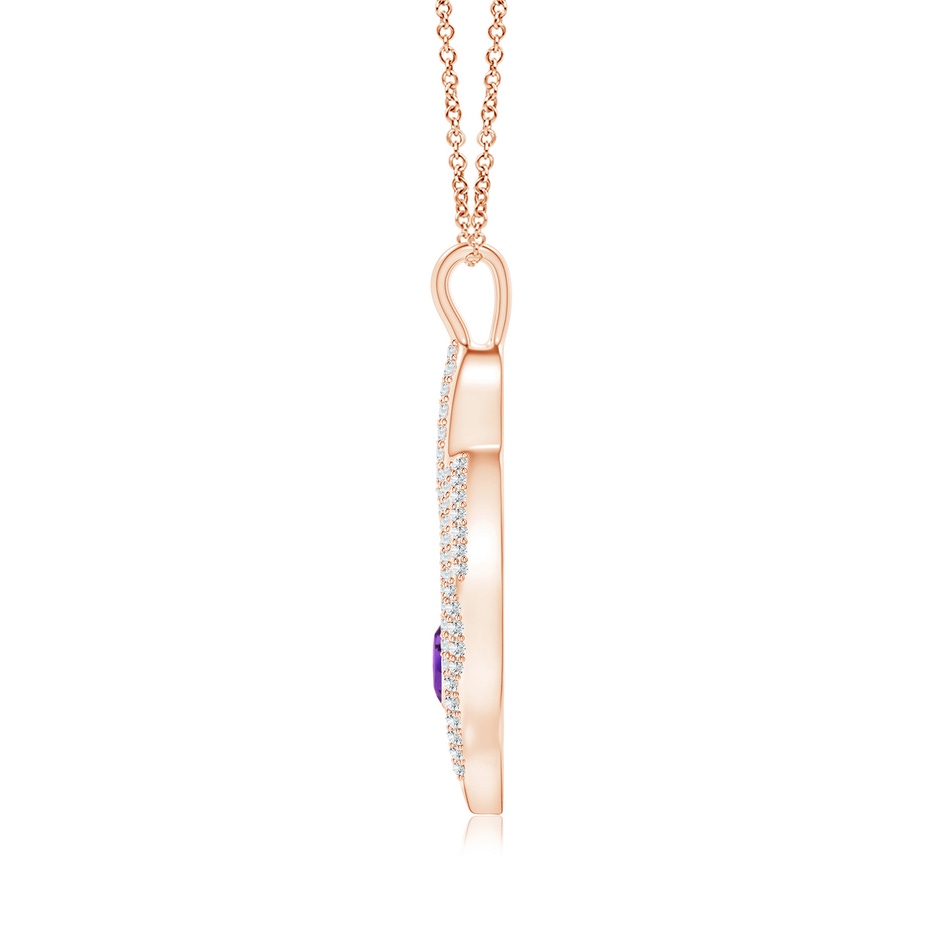 4x3mm AAAA Amethyst Calla Lily Pendant Necklace with Diamond Accents in Rose Gold product image