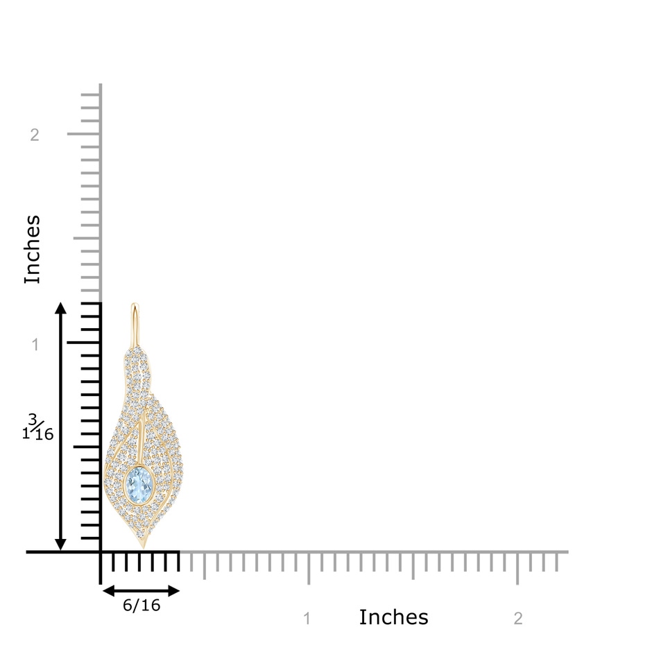 4x3mm AA Aquamarine Calla Lily Pendant Necklace with Diamond Accents in Yellow Gold product image