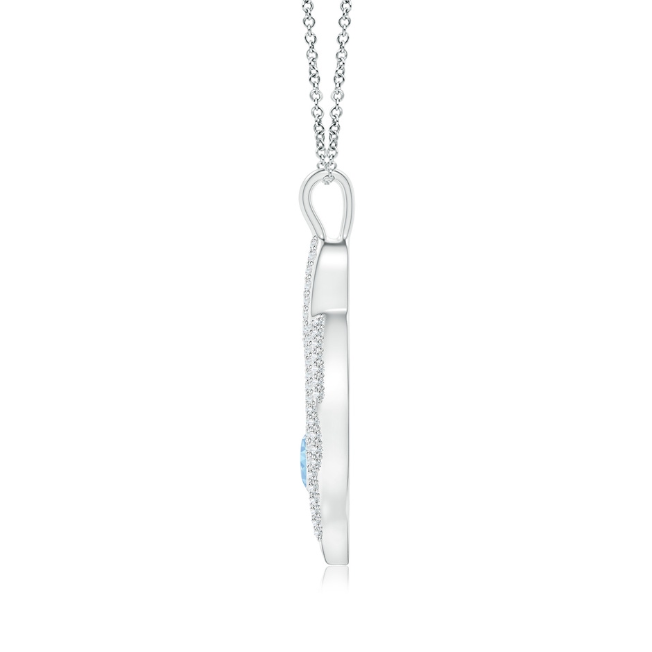 4x3mm AAA Aquamarine Calla Lily Pendant Necklace with Diamond Accents in White Gold product image