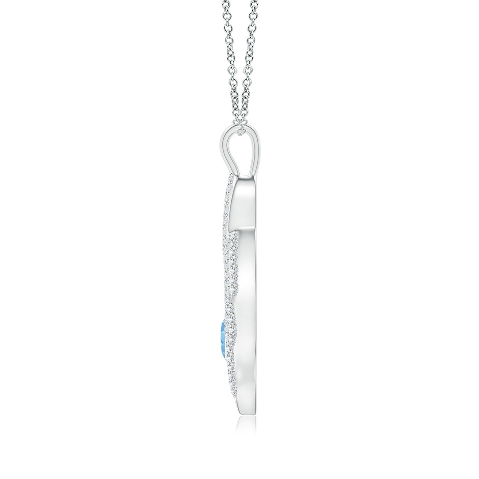 4x3mm AAAA Aquamarine Calla Lily Pendant Necklace with Diamond Accents in White Gold product image