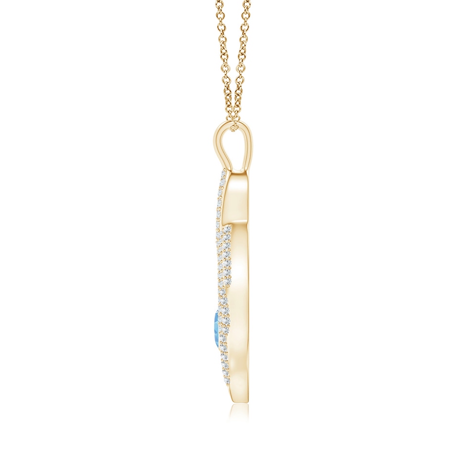 4x3mm AAAA Aquamarine Calla Lily Pendant Necklace with Diamond Accents in Yellow Gold product image