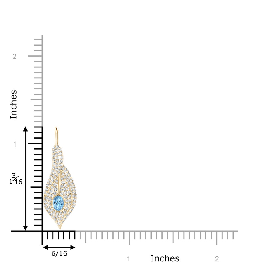 4x3mm AAAA Aquamarine Calla Lily Pendant Necklace with Diamond Accents in Yellow Gold product image