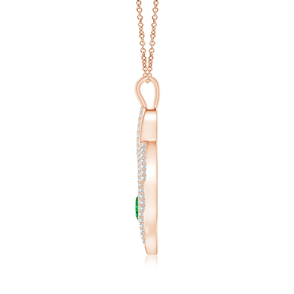 4x3mm AAA Emerald Calla Lily Pendant Necklace with Diamond Accents in Rose Gold product image