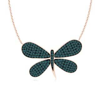 1.5mm AA Pavé-Set Blue Diamond Dragonfly Necklace in 9K Rose Gold