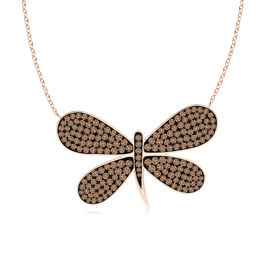 1.5mm AAA Pavé-Set Coffee Diamond Dragonfly Necklace in Rose Gold