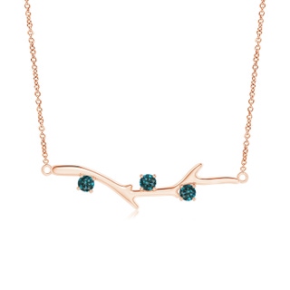 3mm AA Prong-Set Blue Diamond Tree Branch Necklace in 10K Rose Gold