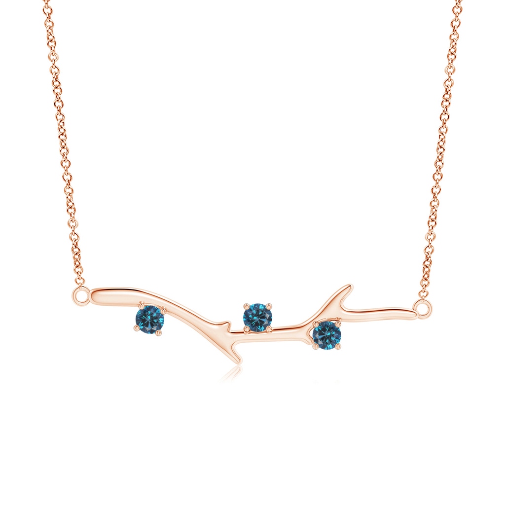 3mm AAA Prong-Set Blue Diamond Tree Branch Necklace in Rose Gold