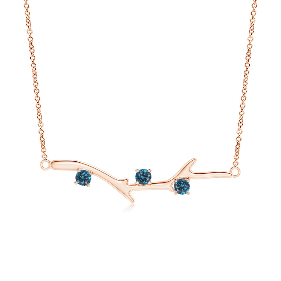 3mm AAA Prong-Set Blue Diamond Tree Branch Necklace in Rose Gold 