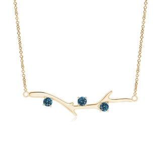 3mm AAA Prong-Set Blue Diamond Tree Branch Necklace in Yellow Gold