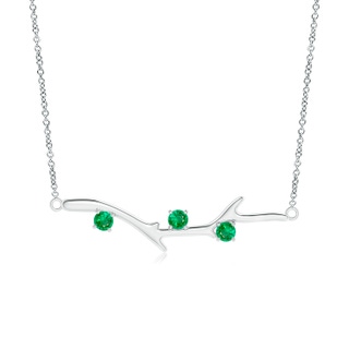 3mm AAA Prong-Set Emerald Tree Branch Necklace in White Gold