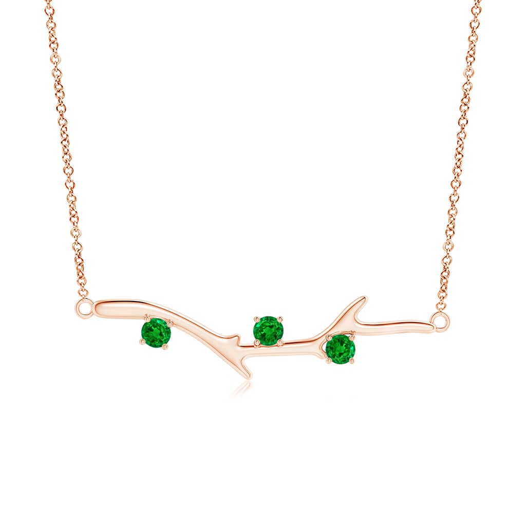 3mm AAAA Prong-Set Emerald Tree Branch Necklace in Rose Gold