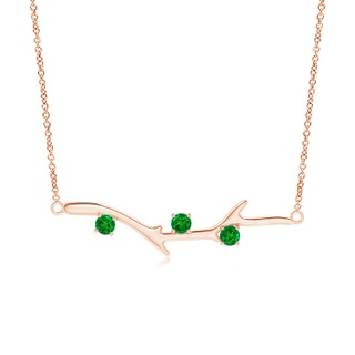 3mm Lab-Grown Prong-Set Emerald Tree Branch Necklace in Rose Gold