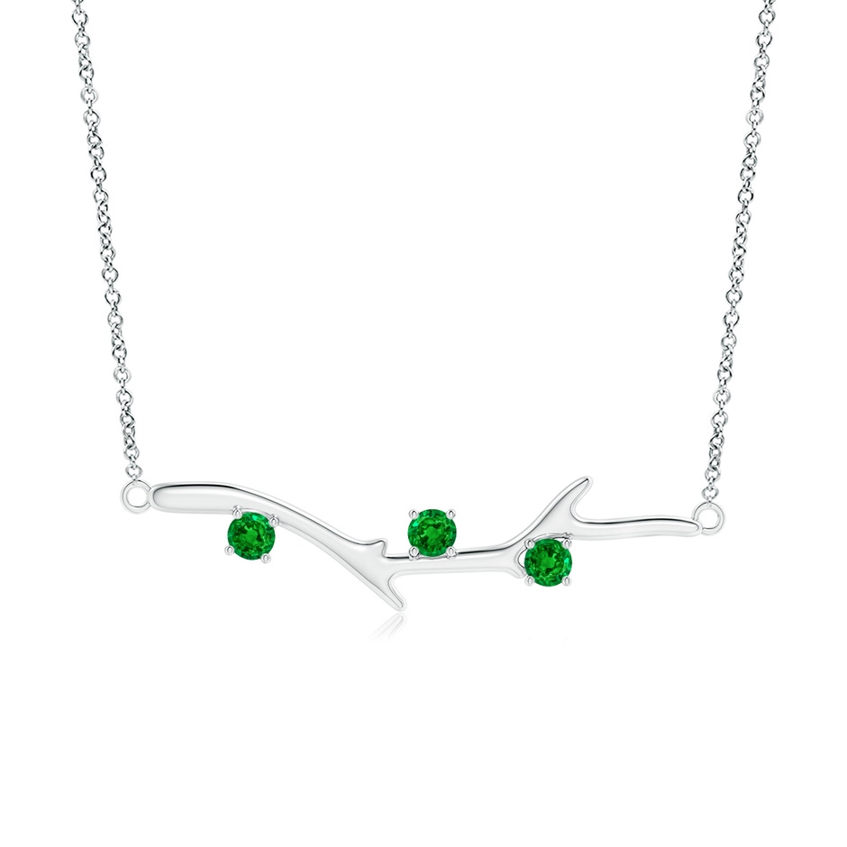 3mm Lab-Grown Prong-Set Emerald Tree Branch Necklace in White Gold 