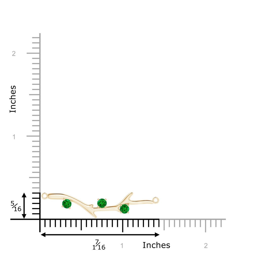 3mm AAAA Prong-Set Emerald Tree Branch Necklace in Yellow Gold Product Image