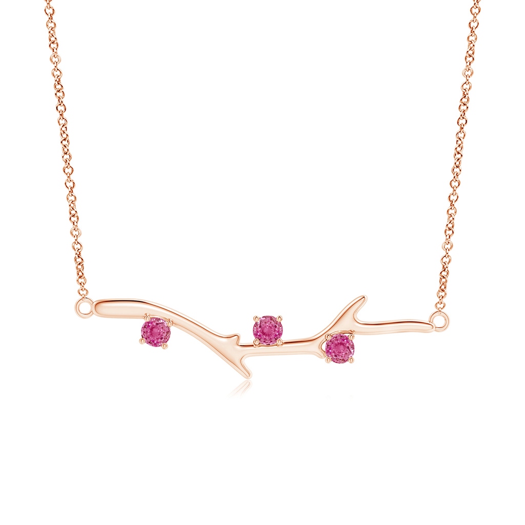 3mm AAA Prong-Set Pink Sapphire Tree Branch Necklace in Rose Gold
