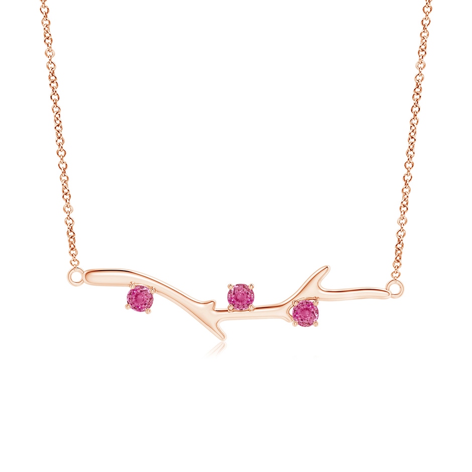 3mm AAA Prong-Set Pink Sapphire Tree Branch Necklace in Rose Gold 