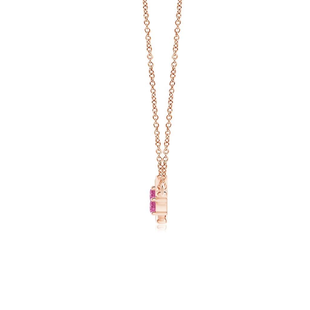 3mm AAA Prong-Set Pink Sapphire Tree Branch Necklace in Rose Gold Product Image