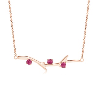 3mm AAAA Prong-Set Pink Sapphire Tree Branch Necklace in Rose Gold