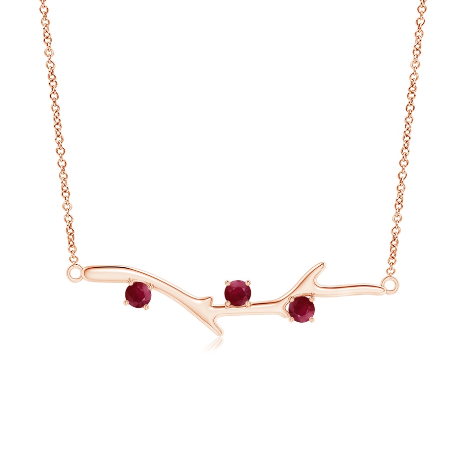 3mm A Prong-Set Ruby Tree Branch Necklace in Rose Gold 
