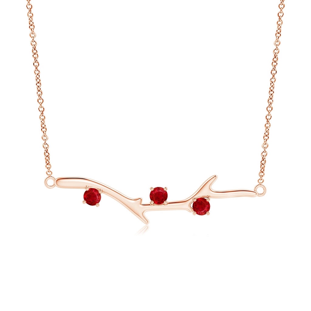 3mm AAA Prong-Set Ruby Tree Branch Necklace in Rose Gold