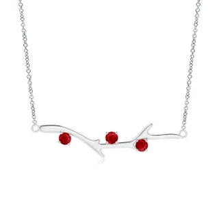 3mm AAA Prong-Set Ruby Tree Branch Necklace in White Gold