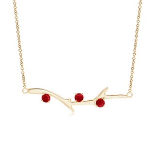 3mm AAA Prong-Set Ruby Tree Branch Necklace in Yellow Gold
