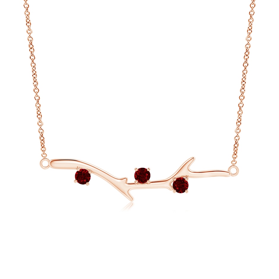 3mm AAAA Prong-Set Ruby Tree Branch Necklace in Rose Gold 