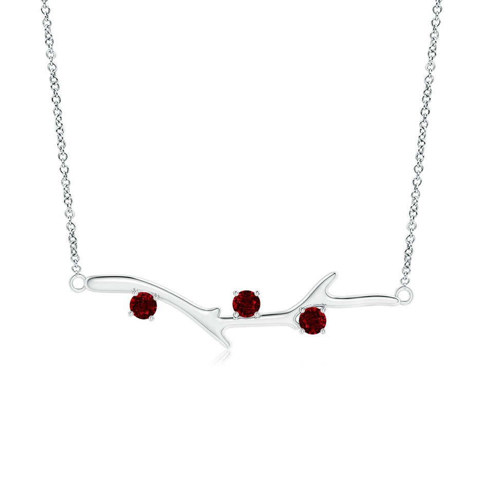 3mm AAAA Prong-Set Ruby Tree Branch Necklace in White Gold 