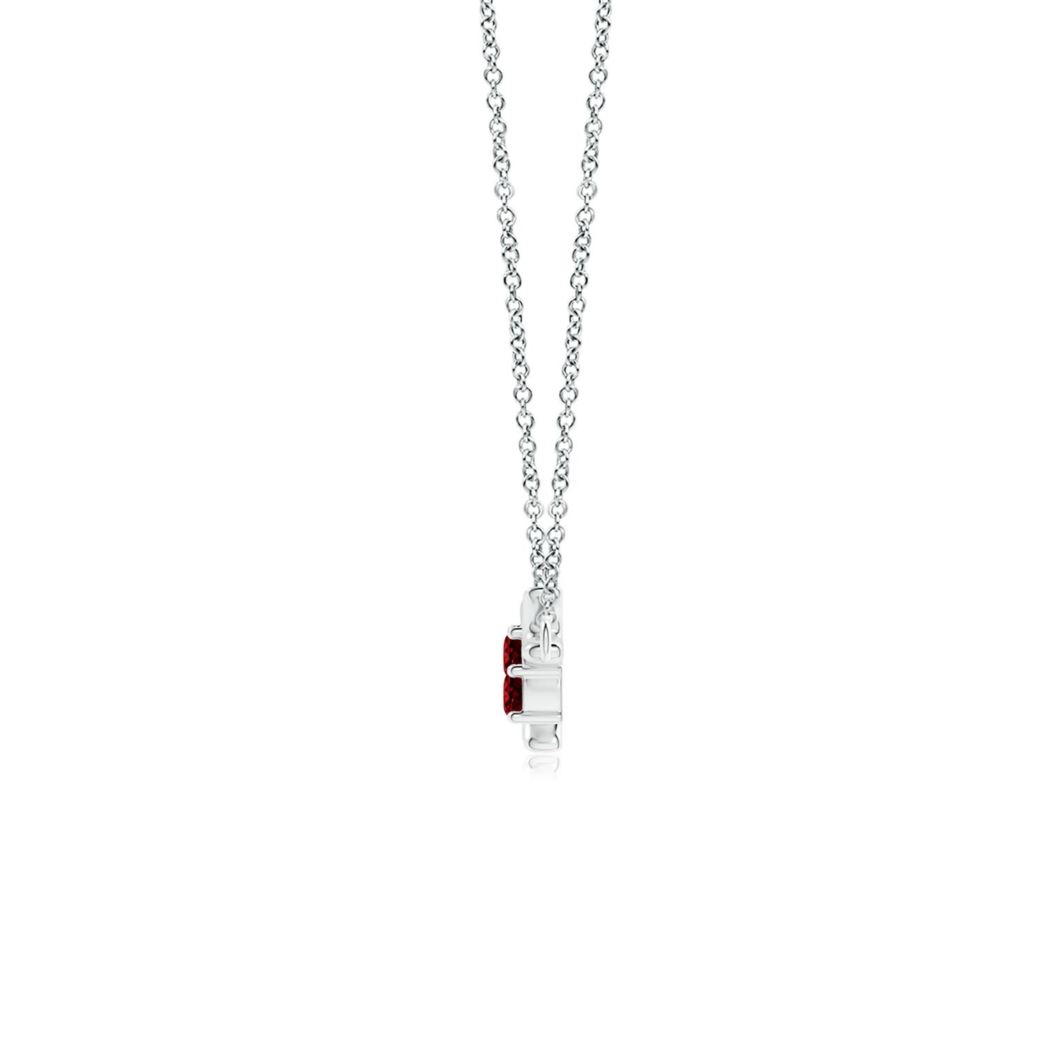 3mm AAAA Prong-Set Ruby Tree Branch Necklace in White Gold