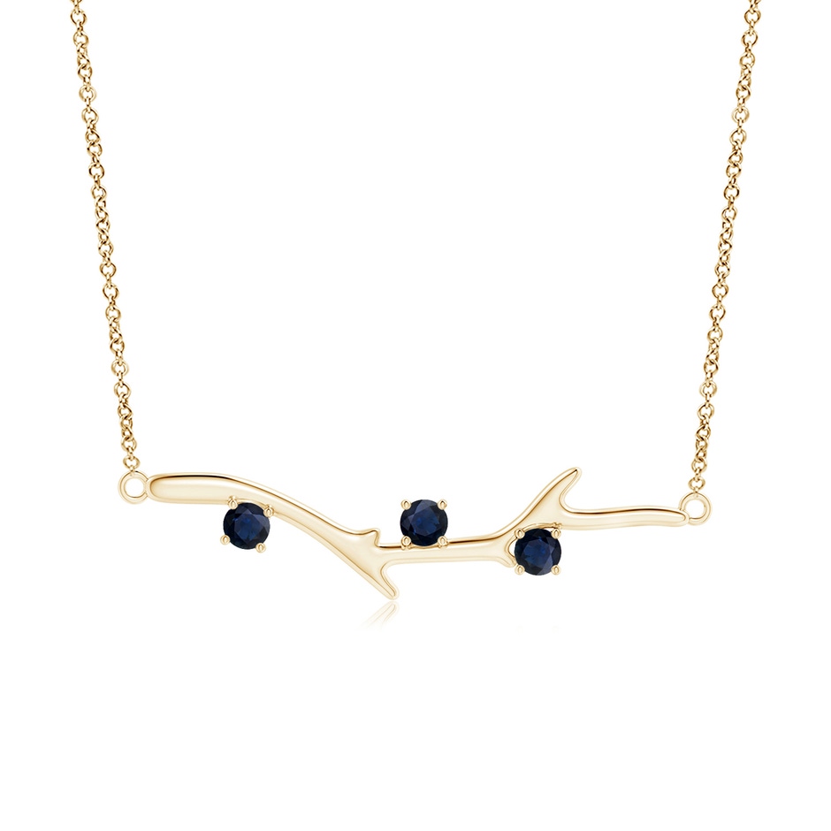 3mm A Prong-Set Sapphire Tree Branch Necklace in Yellow Gold 