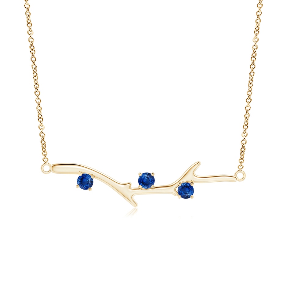 3mm AAA Prong-Set Sapphire Tree Branch Necklace in Yellow Gold 