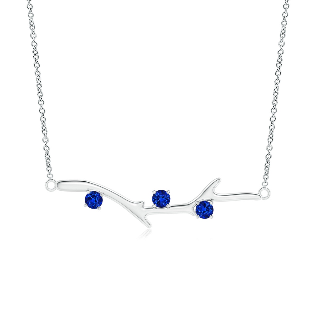 3mm AAAA Prong-Set Sapphire Tree Branch Necklace in White Gold