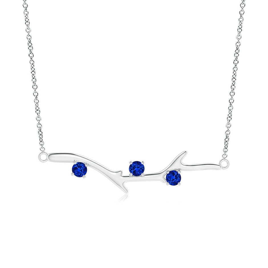 3mm AAAA Prong-Set Sapphire Tree Branch Necklace in White Gold 