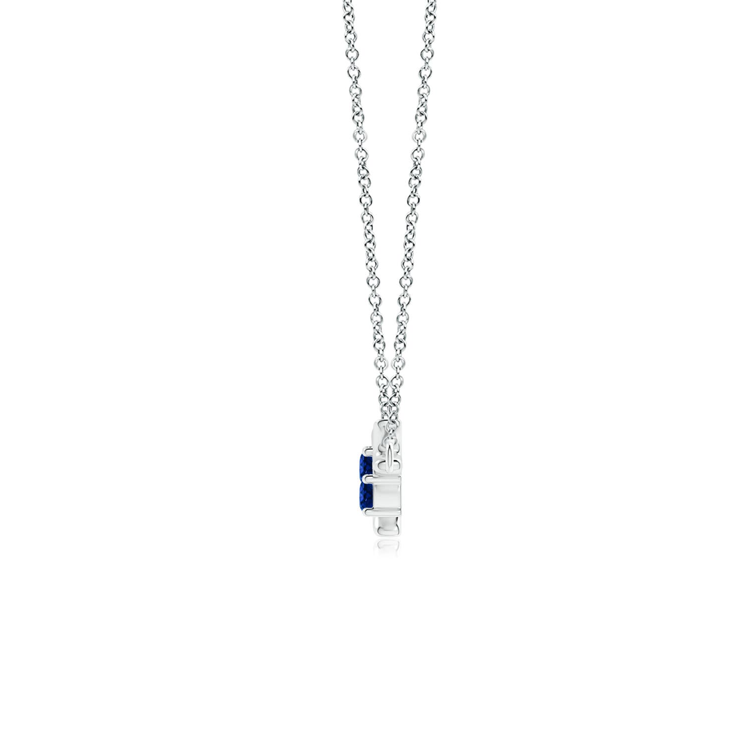 3mm AAAA Prong-Set Sapphire Tree Branch Necklace in White Gold - side 1