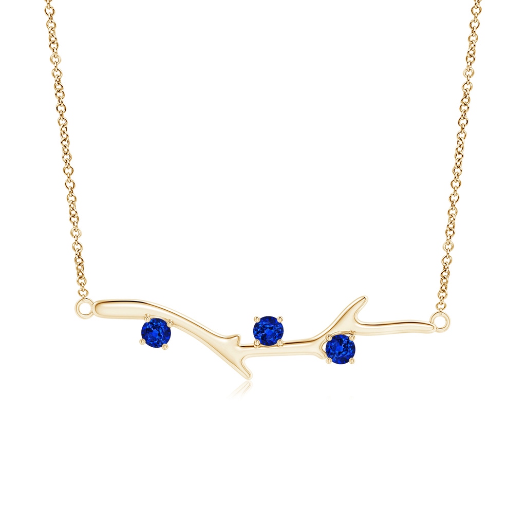 3mm AAAA Prong-Set Sapphire Tree Branch Necklace in Yellow Gold