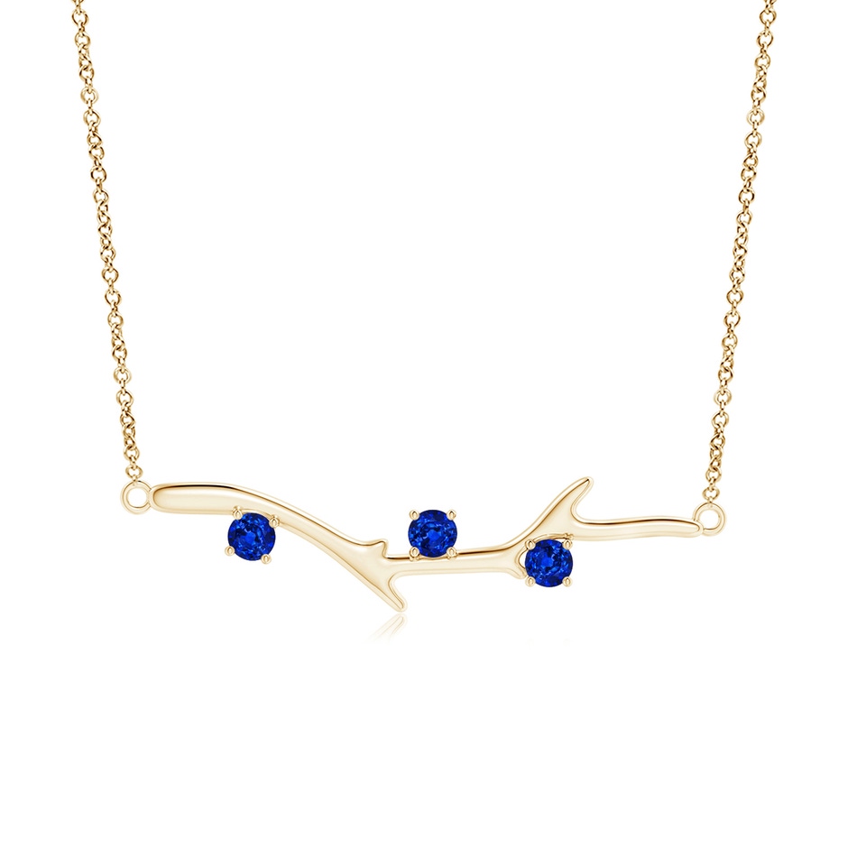 3mm AAAA Prong-Set Sapphire Tree Branch Necklace in Yellow Gold 