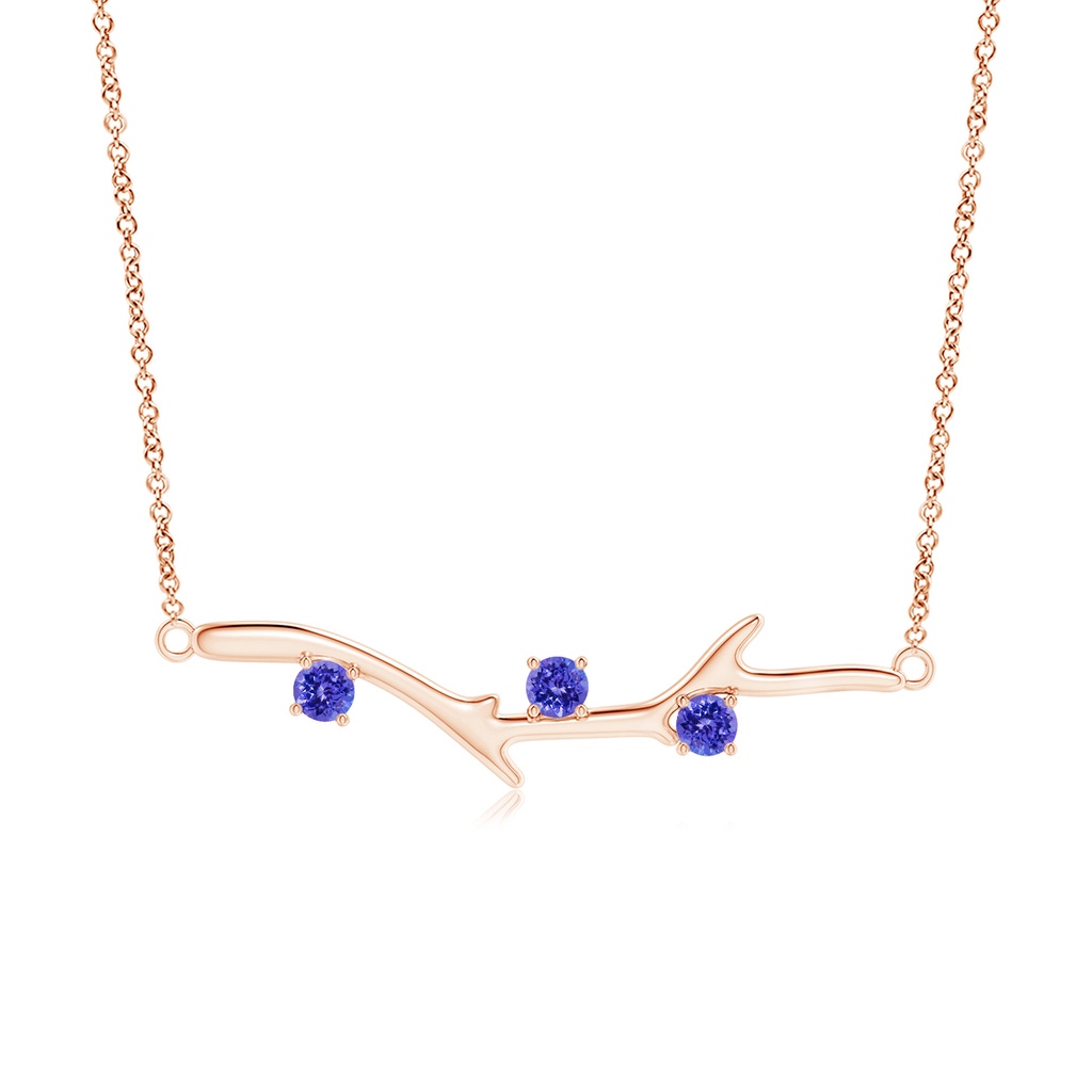 3mm AAAA Prong-Set Tanzanite Tree Branch Necklace in Rose Gold