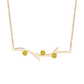 3mm AAAA Prong-Set Yellow Sapphire Tree Branch Necklace in Yellow Gold