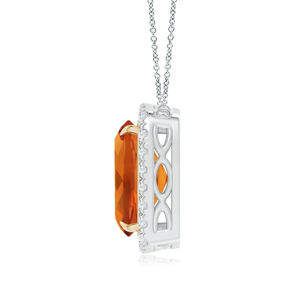 16x12mm AAAA Rectangular Cushion Citrine Halo Pendant in Two Tone in White Gold Yellow Gold Product Image
