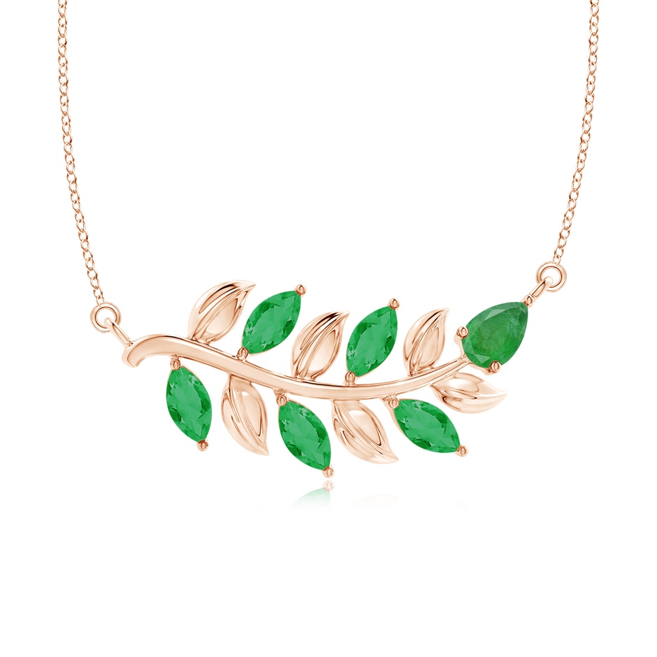 5x2.5mm A Nature Inspired Emerald Tree Branch Necklace in Rose Gold 