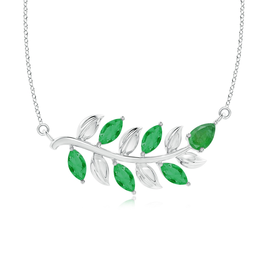 5x2.5mm A Nature Inspired Emerald Tree Branch Necklace in White Gold 