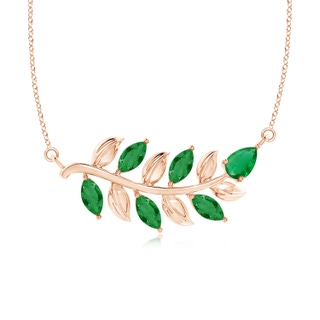 5x2.5mm AA Nature Inspired Emerald Tree Branch Necklace in 9K Rose Gold