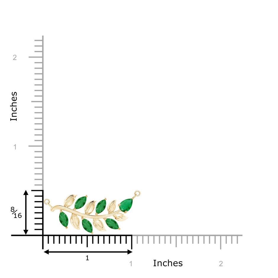 5x2.5mm AA Nature Inspired Emerald Tree Branch Necklace in Yellow Gold product image